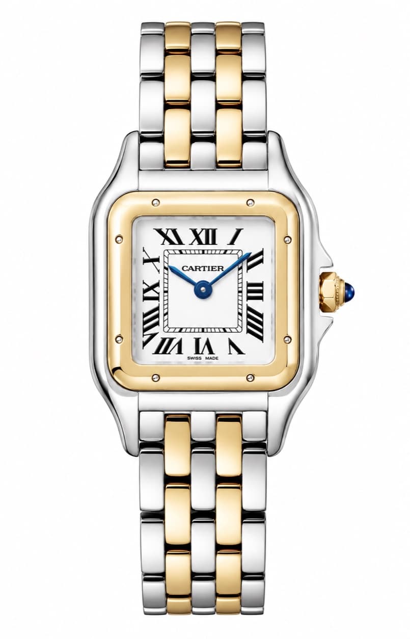 Reloj de dama Cartier Panthère con caja cuadrada en acero y oro amarillo