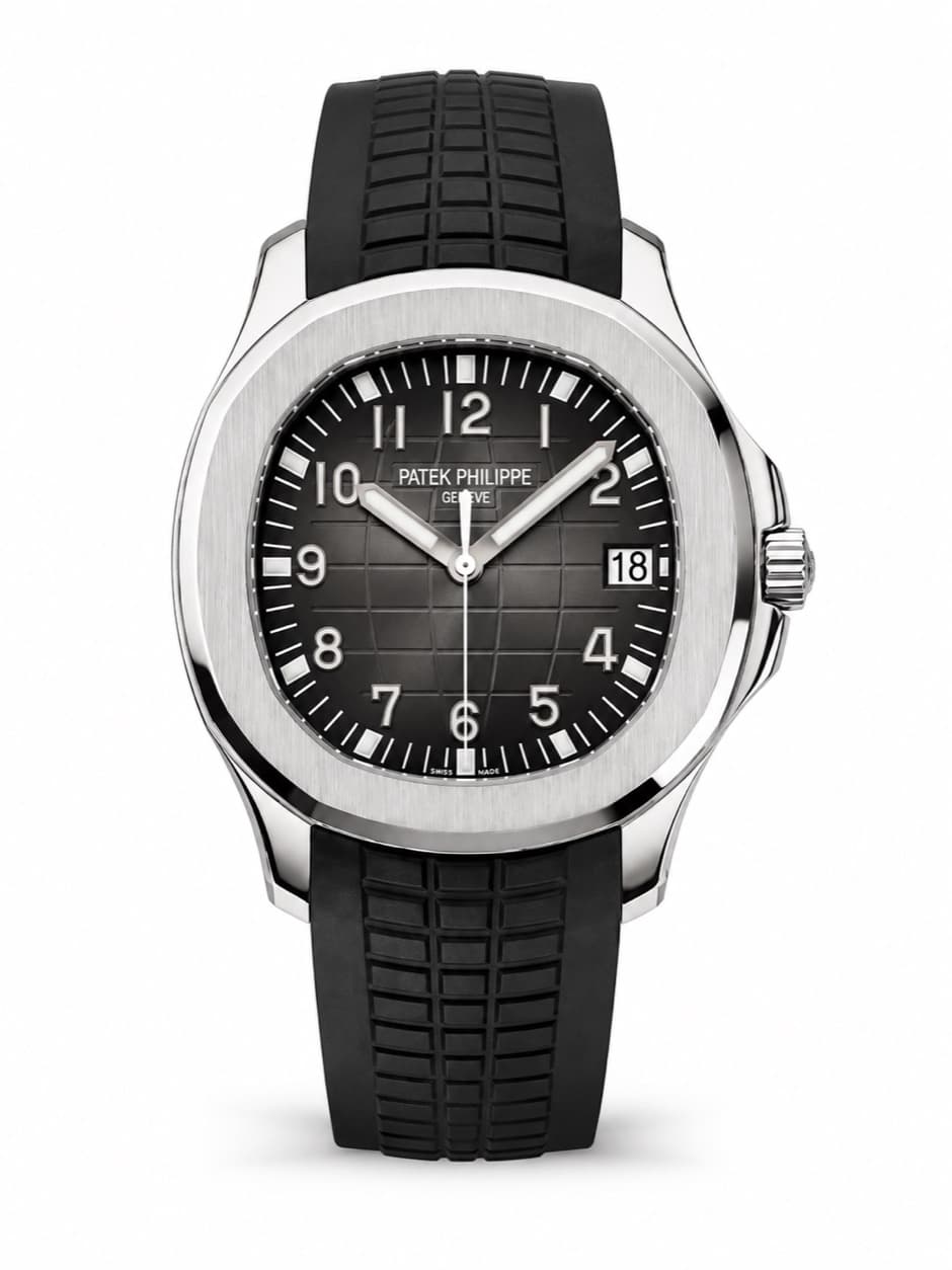 Reloj Patek Philippe Aquanaut con esfera negra y correa de caucho negra