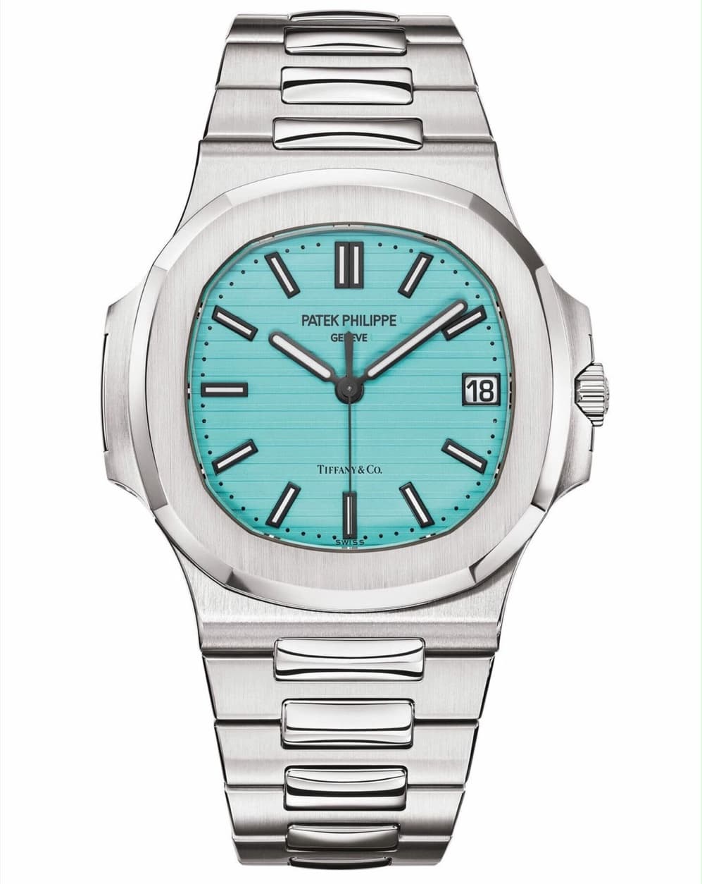 Reloj Patek Philippe Nautilus con esfera turquesa estilo Tiffany Blue y brazalete de acero