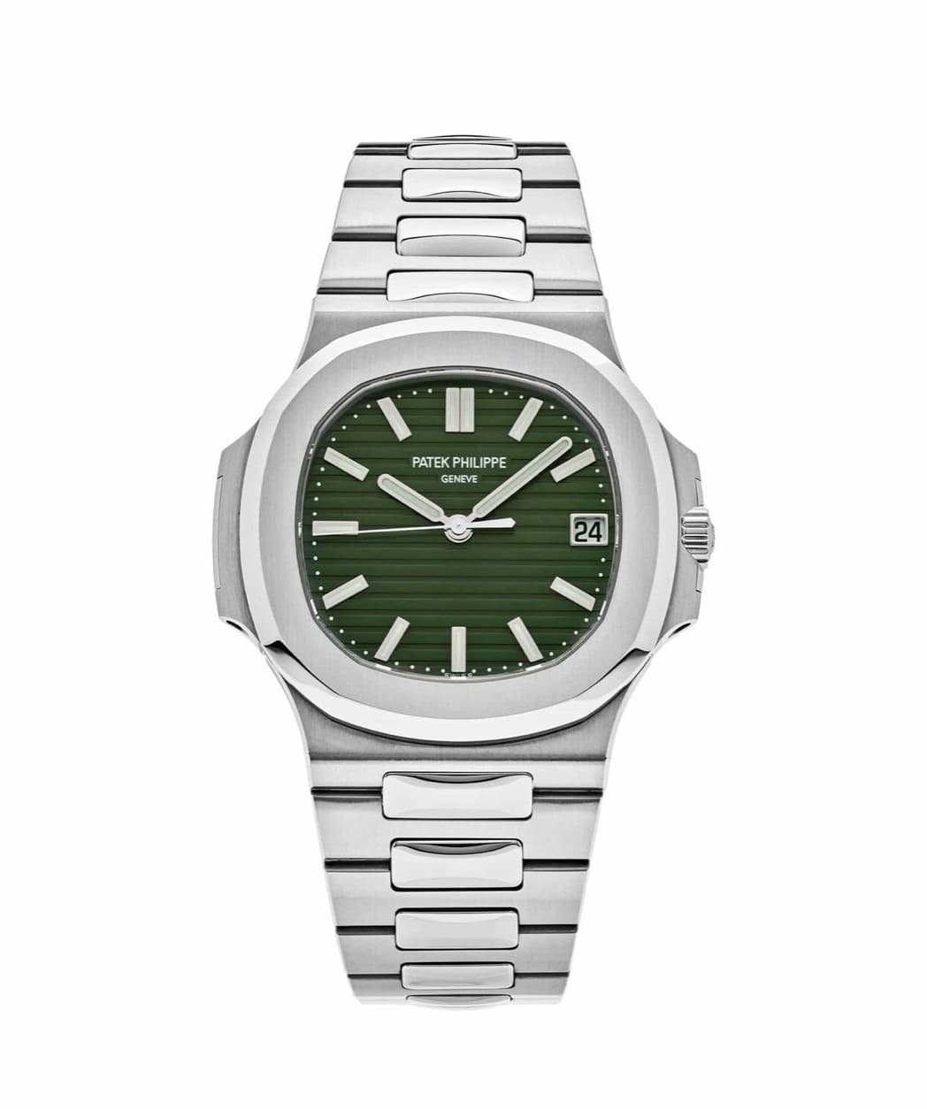 Reloj Patek Philippe Nautilus con esfera verde y brazalete de acero