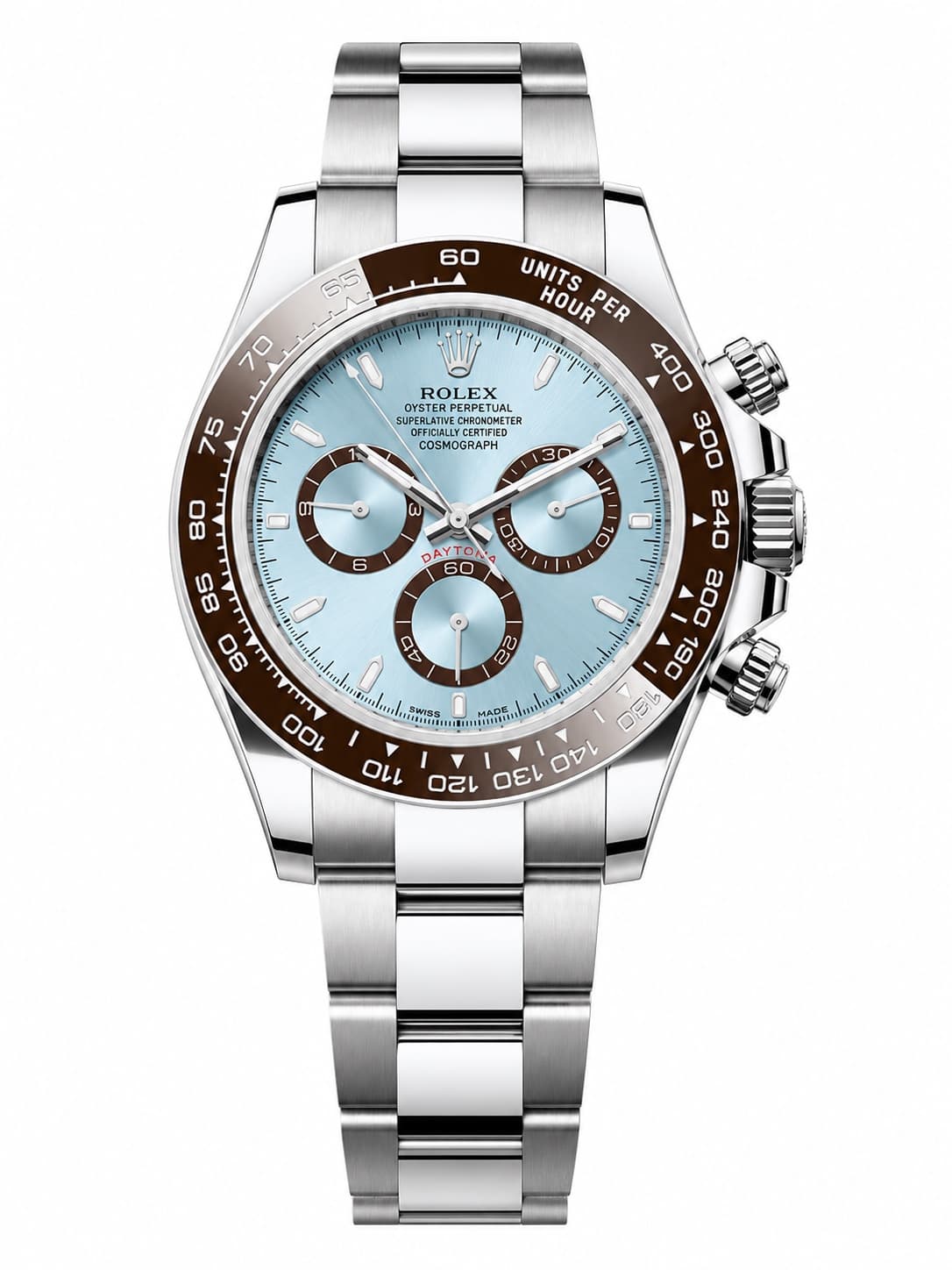 Reloj Rolex Cosmograph Daytona con esfera azul hielo y bisel marrón
