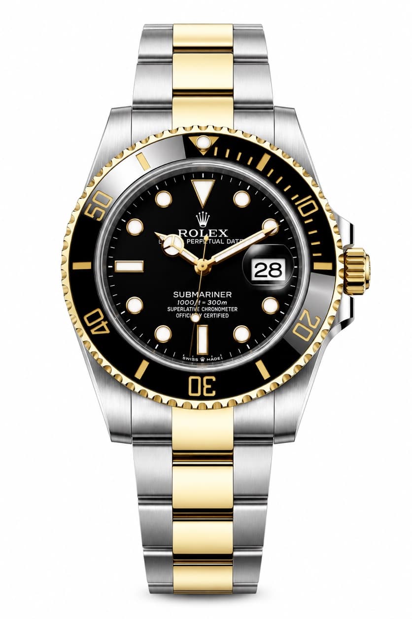 Reloj Rolex Submariner Date con esfera negra en acero y oro amarillo